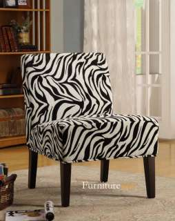 Armless Lounge Chair in Wild Zebra Print  