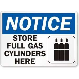   Gas Cylinders Here (with cylinder graphic) Laminated Vinyl Sign, 5 x