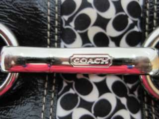 Coach Black Signature Hamptons Stripe Carryall handbag 100% AUTHENTIC 