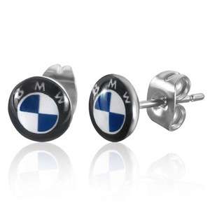 7mm Stainless Steel BMW Logo Stud Earrings (CO)  