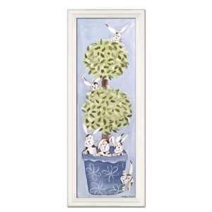  bunny topiary in blue wall art
