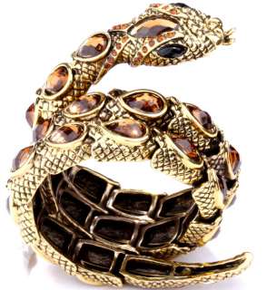 Gold swarovski crystal stretch snake cuff bracelet jewelry 5  