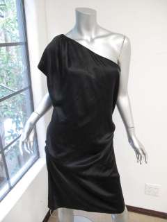 Diane Von Furstenberg Black One Shoulder Gathered Side Hava Dress 12 