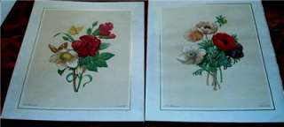 Pair of Vintage P J Redoute Floral Mourlet Lithographs  