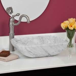  Marble Curved Rectangular Vessel Sink with Angled Rim 