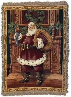Fireplace Santa Christmas Holiday Tapestry Throw Blanket 50 x 60 