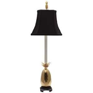  Tropical Brass Black Shade Pineapple Buffet Table Lamp 