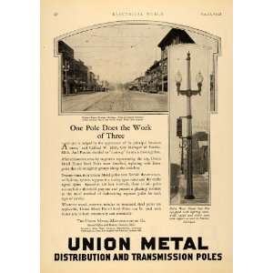 1928 Ad Union Metal Manufacturing Transmission Poles   Original Print 