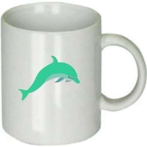  Teal Green Dolphin on Coffee Cup 