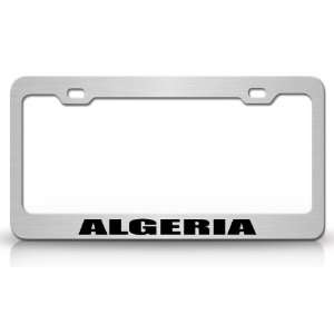 ALGERIA Country Steel Auto License Plate Frame Tag Holder, Chrome 