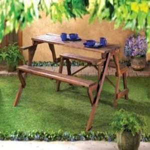 Folding Convertible Outdoor Bench Garden Picnic Table  