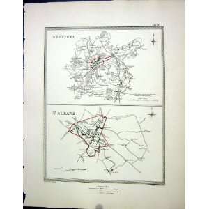   Antique Map C1850 Hertford England St. Albans