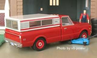 1969 CHEVY C 10 PICKUP w/Bed Cap, Bumper Stickers, RRs, 164 Diecast 