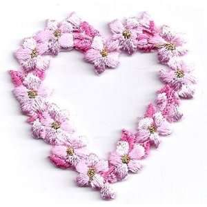 BUY 1 GET 1 OF SAME FREE/Iron On Applique Heart,Valentine Pink Flower 