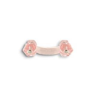   Depression Pink Glass, Glass Drawer Pull 3 in. Boring Pink Chrome