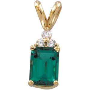  14 Karat Yellow Gold Chatham Created Emerald & Diamond 