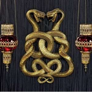  Ancient Egyptian Gold Finished Entwined Cobras Wall Plaque 