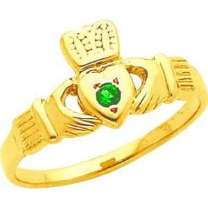  14K Gold Cubic Zirconia Claddagh Ring Jewelry