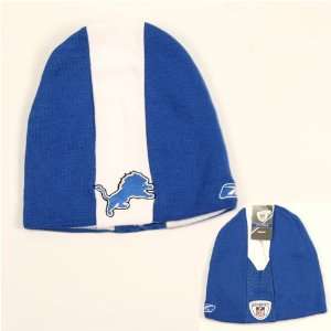  Detroit Lions Center Stripe Knit Beanie (Blue/White 