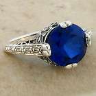 CARAT SAPPHIRE ANTIQUE DECO STYLE .925 STERLING SILVER RING SIZE 5 