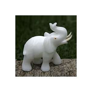  NOVICA Calcite statuette, Royal White Elephant