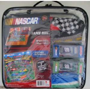  Nascar Game Rug with 2 Authentic Race Cars Everything 