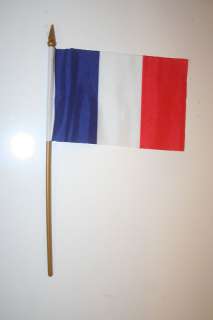 FRANCE COUNTRY 4 X 6 INCH SMALL STICK FLAG NEW  