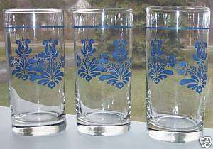 PFALTZGRAFF VILLAGE BLUE (3) 14 OZ BEVERAGE GLASSES VGC  