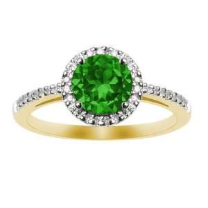   May Birthstone, Lab Created Emerald and Diamond Ring, Size 7 Jewelry
