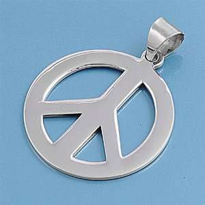  Sterling Silver Fine Flat Peace Sign Pendant Jewelry