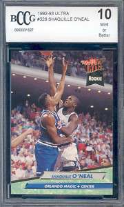 1992 93 ultra #328 SHAQUILLE ONEAL rookie BGS BCCG 10  