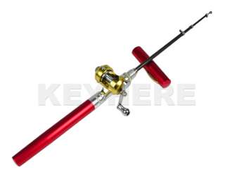 Mini Travel Fishing Fish Pen Rod Pole Gift Alloy Red  