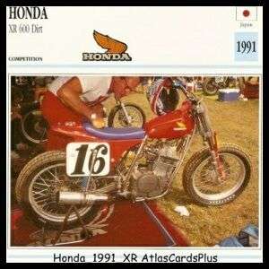Motorcycle Info Card 1991 Honda XR 600 Dirt Flat Track  