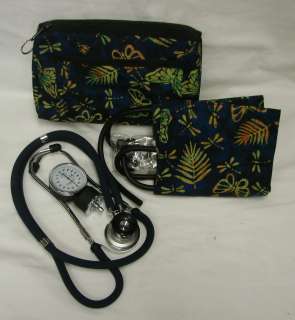 Stethoscope BP Blood Pressure Cuff Combo Kit Dark Blue Butterfly Leaf 