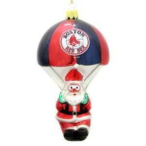 BOSTON RED SOX 5 1/2 tall and 3 wide Blown Glass Parachuting Santa 