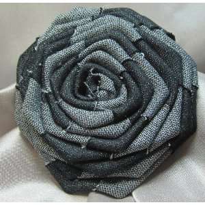   Creation Single Hair Clip Large Handmade Denim Fabric Flower Beauty