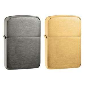 Zippo Lighter Set   1941 Replica Black Ice and Brushed Brass Pack of 2