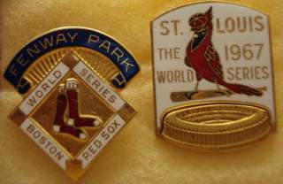 1967 World Series Press Pins (Red Sox/Cardinals) w/case  