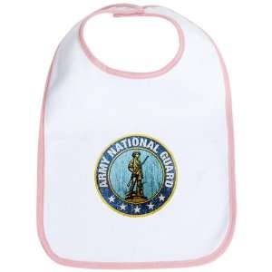    Baby Bib Petal Pink Army National Guard Emblem 