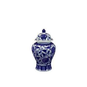  UTC 70686 White Ceramic Jar with Lid with Blue Flower 