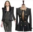 Runway Gold Button Power Shoulder Flared Jacket XS/S 2 4US