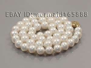 AAA NICE 8 9MM WHITE ROUND CULTURED PEARL NECKLACE  