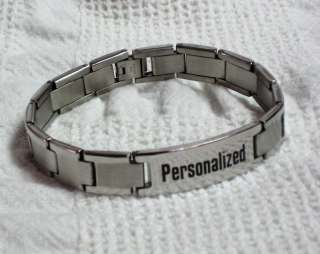 PERSONALIZED Stainless Steel Link Bracelet 8 1/4 inches  
