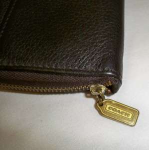 ZIP AROUND organizer Large Coach purse WALLET vintage Brown Leather 