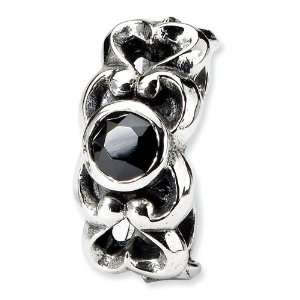  Sterling Silver Black CZ Connector Bead Jewelry