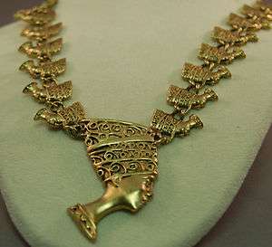   Tone Metal Tut Pharoah Necklace/Nefertiti Egyptian Revival  