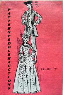 Vintage 60s MO Colonial Doll BARBIE Ken Fabric Pattern  