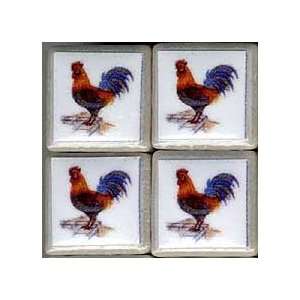 Miniature 12 Rooster Tiles sold at Miniatures Toys 