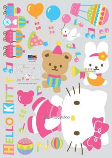 HELLO KITTY & TOYS KIDS ROOM Adhesive Removable Wall Decor Accents 