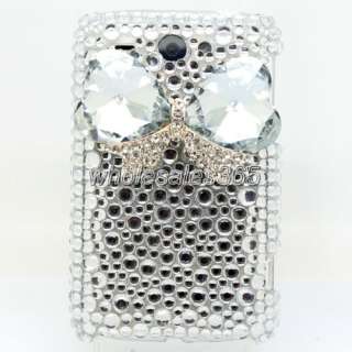 3D Bowknot Back Cover For HTC Wildfire G8 Bling Crystal White Case 
